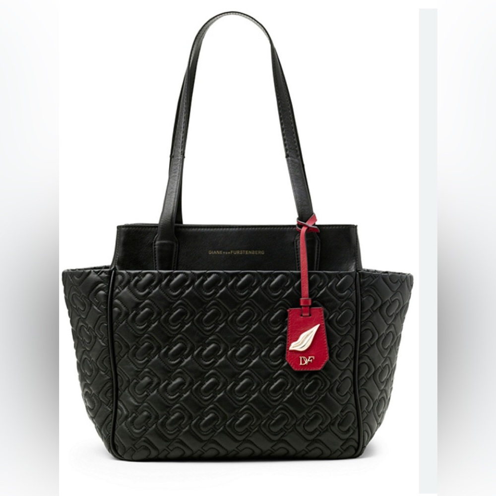 Diane Von Furstenberg On The Go Quilted Black Leather Bag